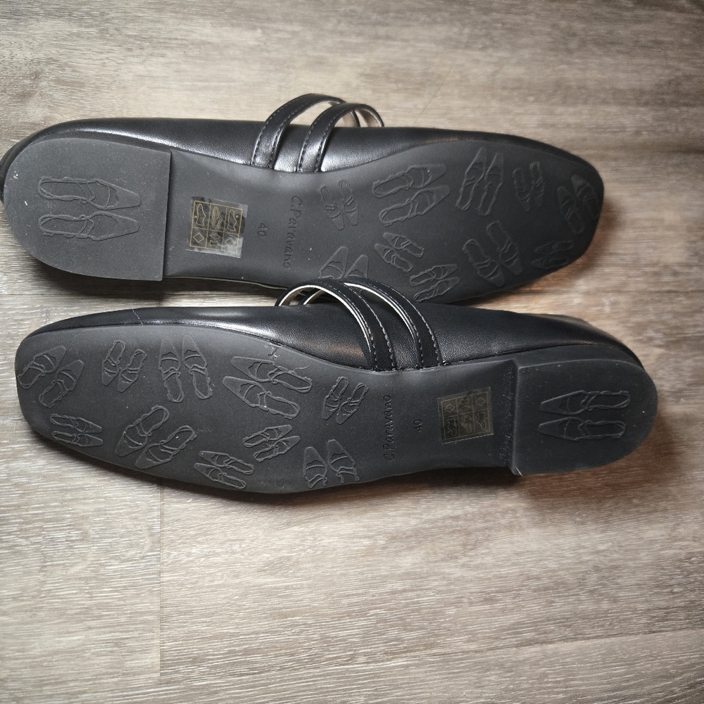 C. Paravano Black Mary Jane Comfort Ballet Flats Square Soft Leather Size 9 New - Picture 6 of 11